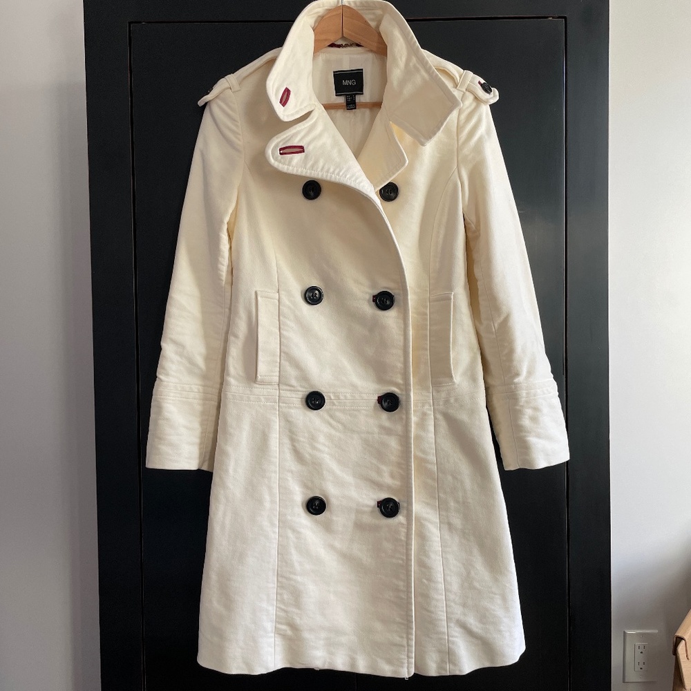 Mango Winter Coat in cream/off-white